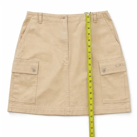 Lauren Ralph Lauren Cargo Skirt Khaki Tan Cotton Utility Mini Size 6 - Picture 5 of 6